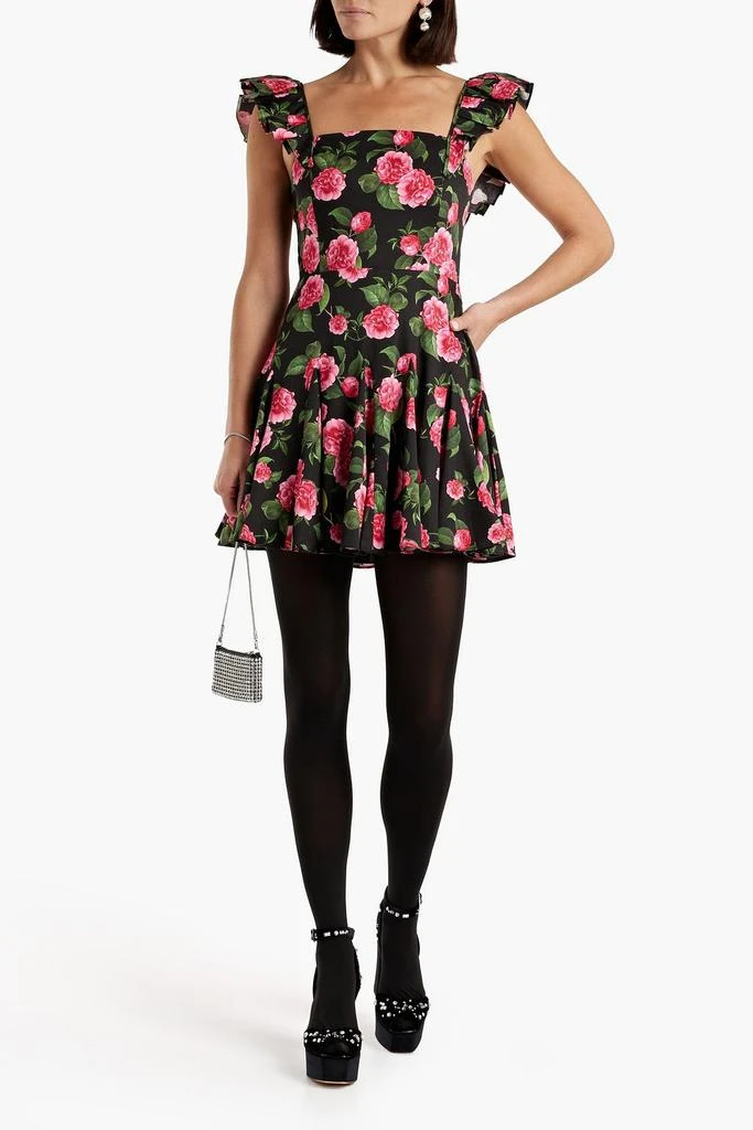商品Alice + Olivia|Ginny pleated floral-print cotton-blend poplin mini dress,价格¥1111,第2张图片详细描述