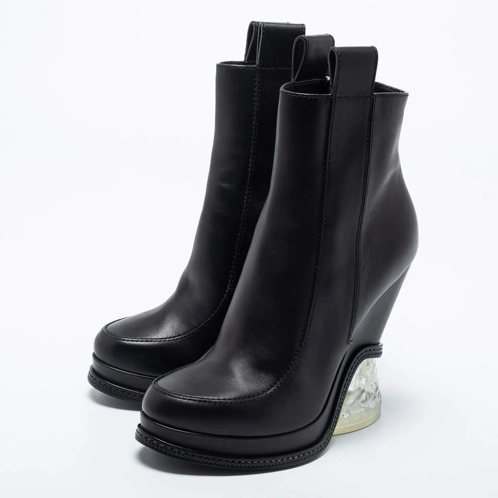 商品[二手商品] Fendi|Fendi Black Leather Ice Heel Ankle Boots Size 40,价格¥3521,第2张图片详细描述