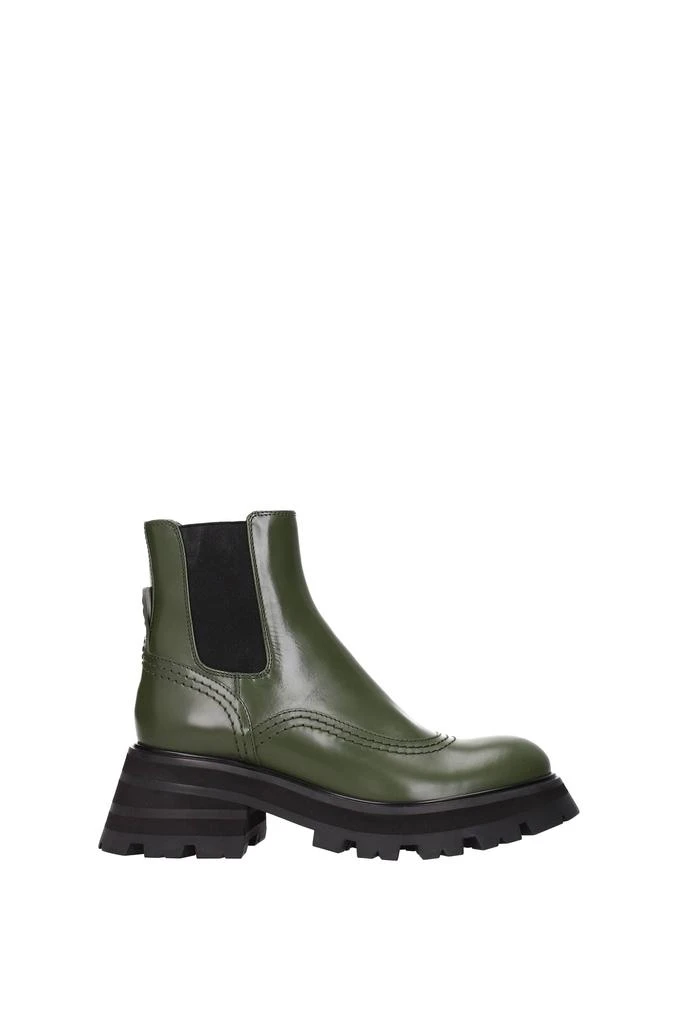 商品Alexander McQueen|Ankle Boot Leather Green khaki,价格¥2583,第1张图片