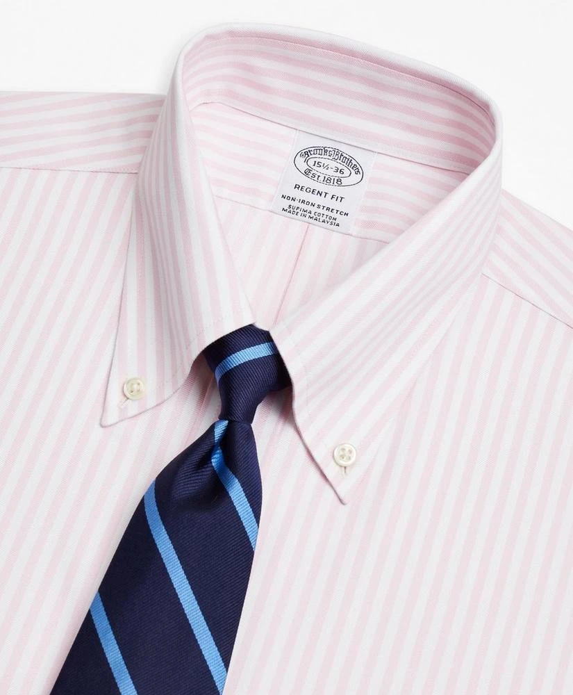 商品Brooks Brothers|Stretch Regent Regular-Fit Dress Shirt, Non-Iron Twill Button-Down Collar Bold Stripe,价格¥393,第2张图片详细描述