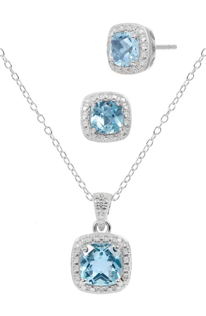 商品Savvy Cie Jewels|Stone Pendant Necklace & Cushion Stud Earrings Box Set,价格¥455,第1张图片