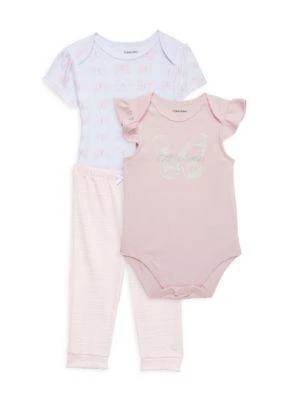 商品Calvin Klein|Baby Girl’s 3-Piece Butterfly Bodysuit & Leggings Set,价格¥120,第1张图片