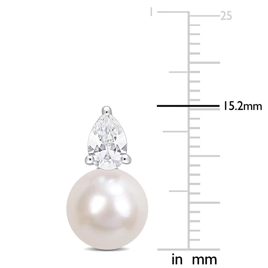 商品Mimi & Max|8.5-9 MM White Freshwater Cultured Pearl and 1 1/3 CT TGW Created White Sapphire Stud Earrings in Sterling Silver,价格¥454,第2张图片详细描述