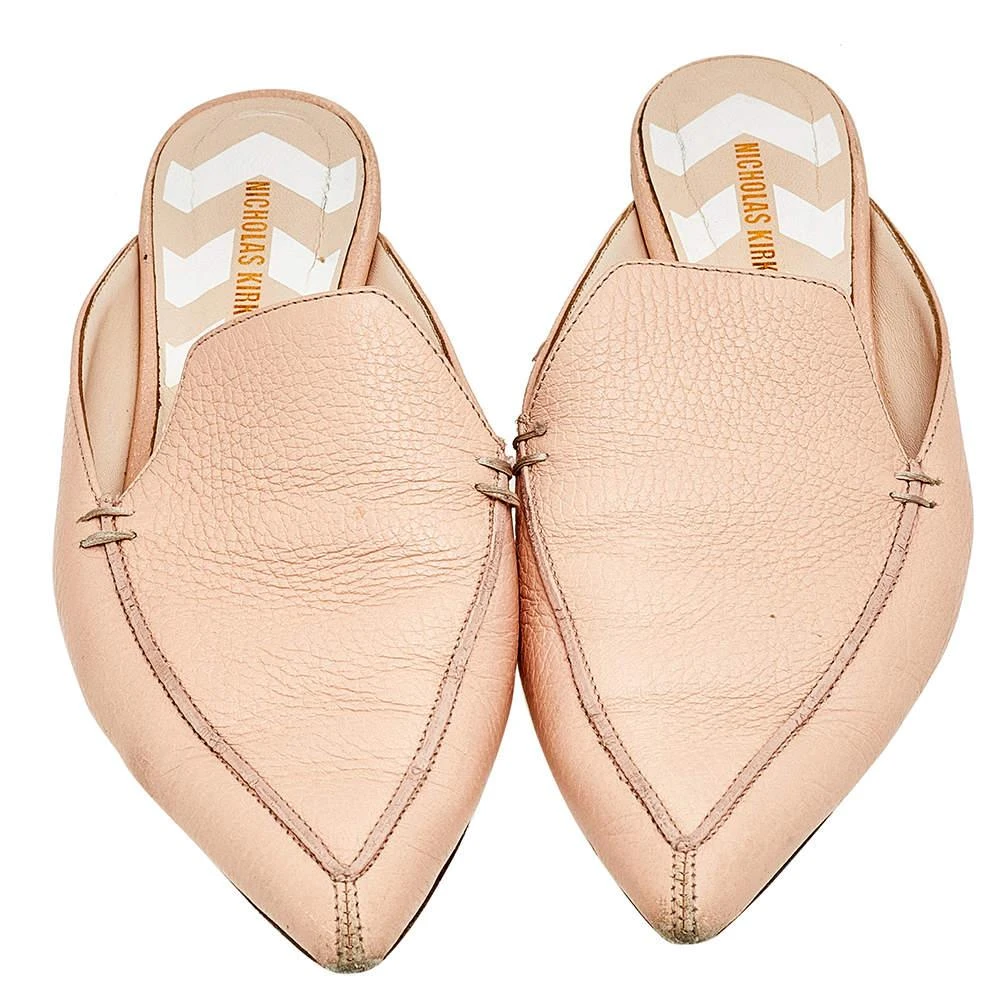 商品[二手商品] Nicholas Kirkwood|Nicholas Kirkwood Cream Leather Pointed Toe Beya Flat Mule Sandals Size 39.5,价格¥1194,第3张图片详细描述