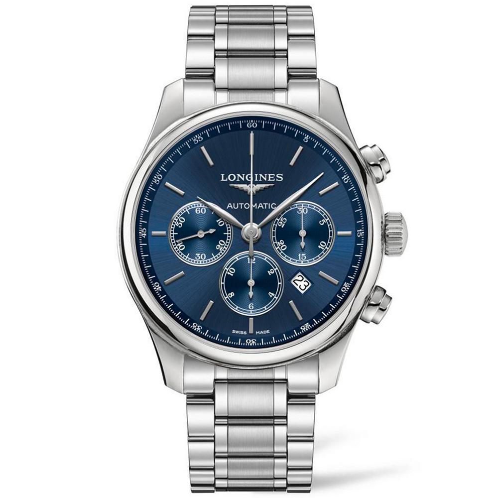 商品Longines|Men's Swiss Automatic Chronograph Master Collection Stainless Steel Bracelet Watch 44mm,价格¥23570,第1张图片