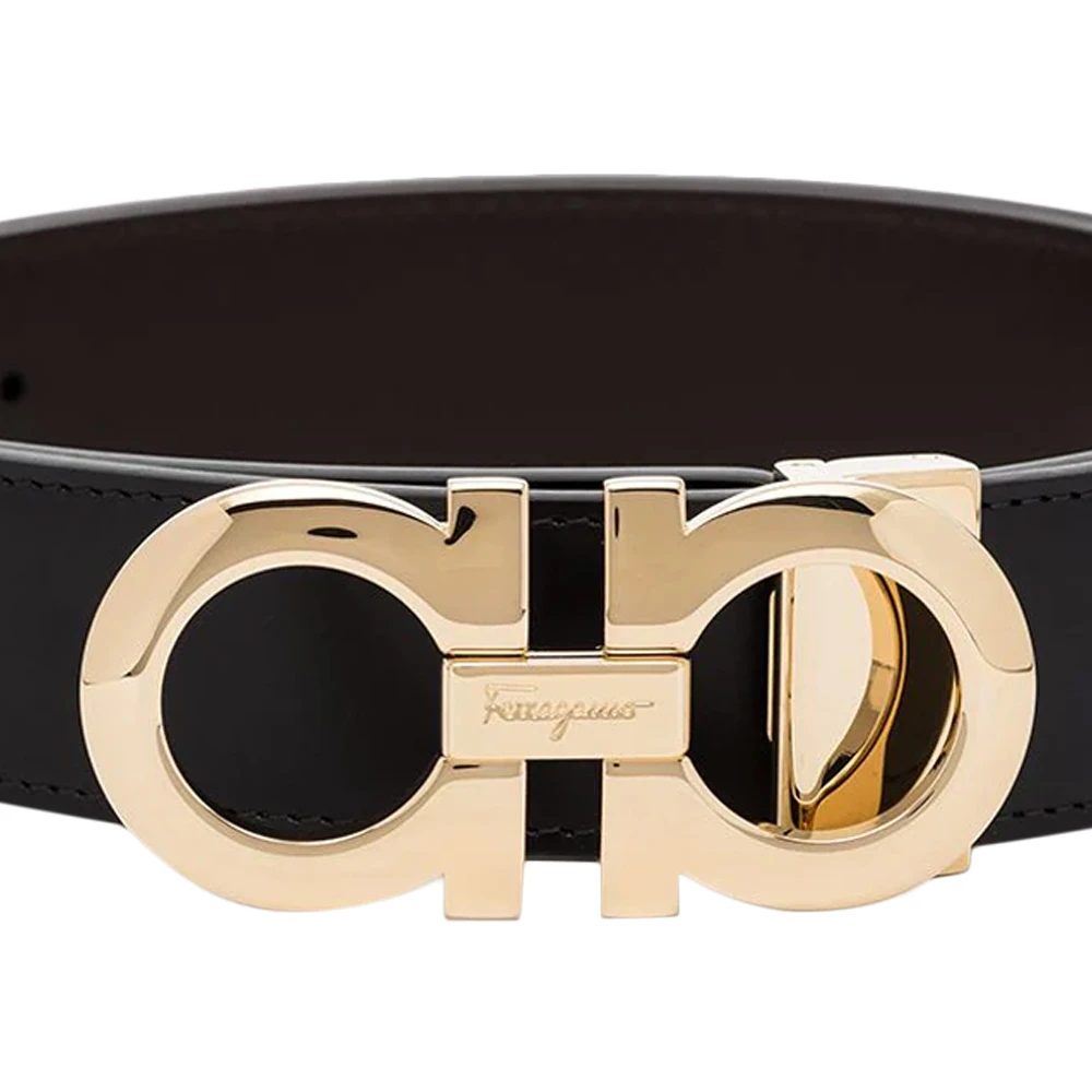 SALVATORE FERRAGAMO 男士黑色标志扣双面腰带 67-5542-724126【包装随机，部分无包装盒】 商品