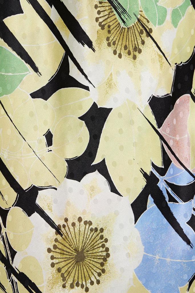 Audricce wrap-effect floral-print silk-satin jacquard midi dress商品第2张图片规格展示