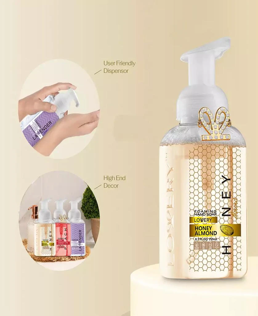 商品Lovery|Hand Foaming Soap in Honey Almond, Pomegranate Peach, Lavender Jasmin Moisturizing Hand Soap With Flawless Crystal Heart Bracelet - Hand Wash Set, 4 Piece,价格¥205,第4张图片详细描述