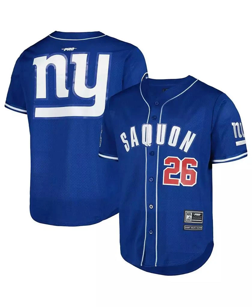 商品Pro Standard|Men's Saquon Barkley Royal New York Giants Mesh Baseball Button-Up T-shirt,价格¥827,第1张图片