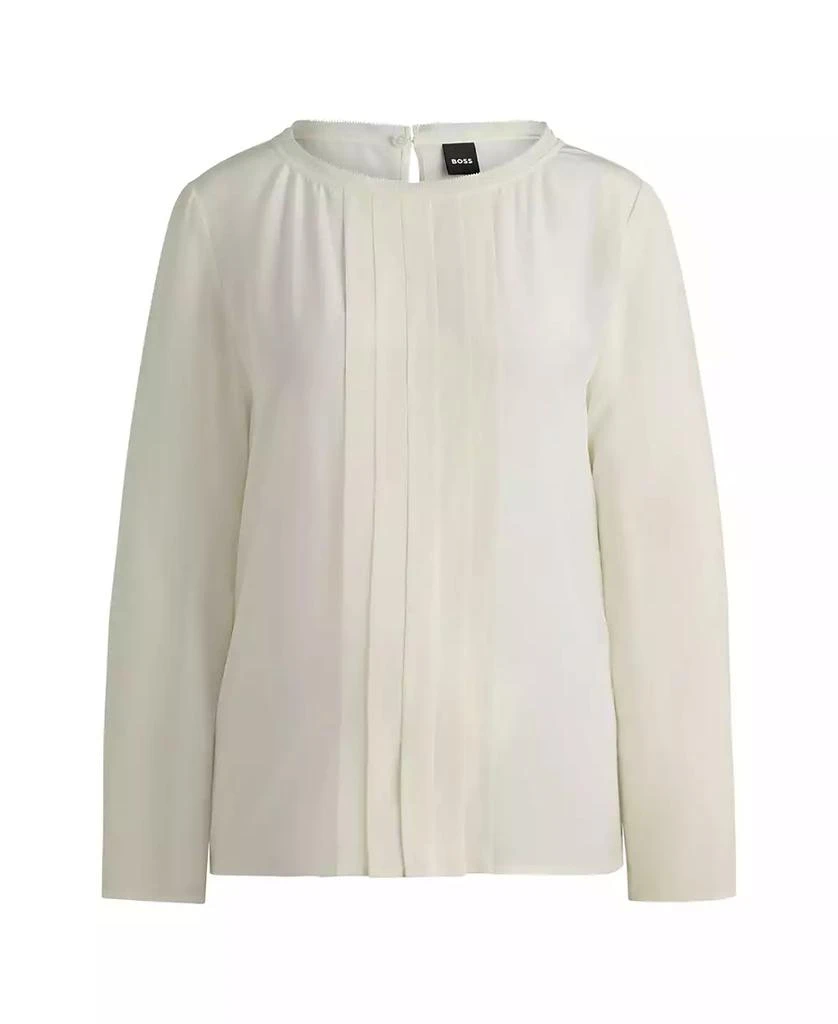 商品Hugo Boss|Women's Pleated Front Long-Sleeved Blouse,价格¥1220,第2张图片详细描述