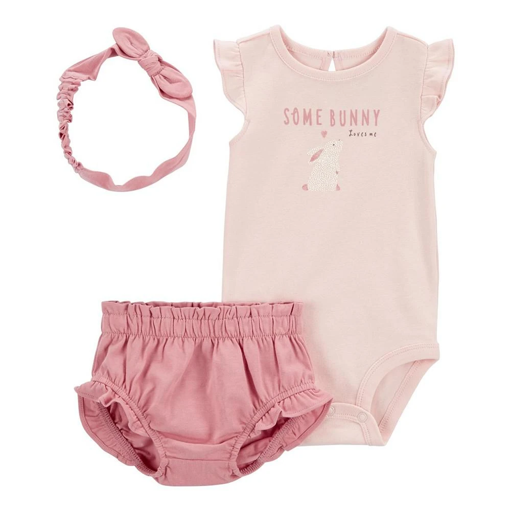 商品Carter's|Baby Girls Bunny Bodysuit, Headband and Diaper Cover, 3 Piece Set,价格¥62,第1张图片