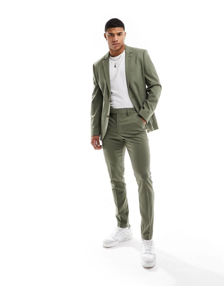 商品ASOS|ASOS DESIGN skinny suit jacket in khaki twill,价格¥831,第5张图片详细描述