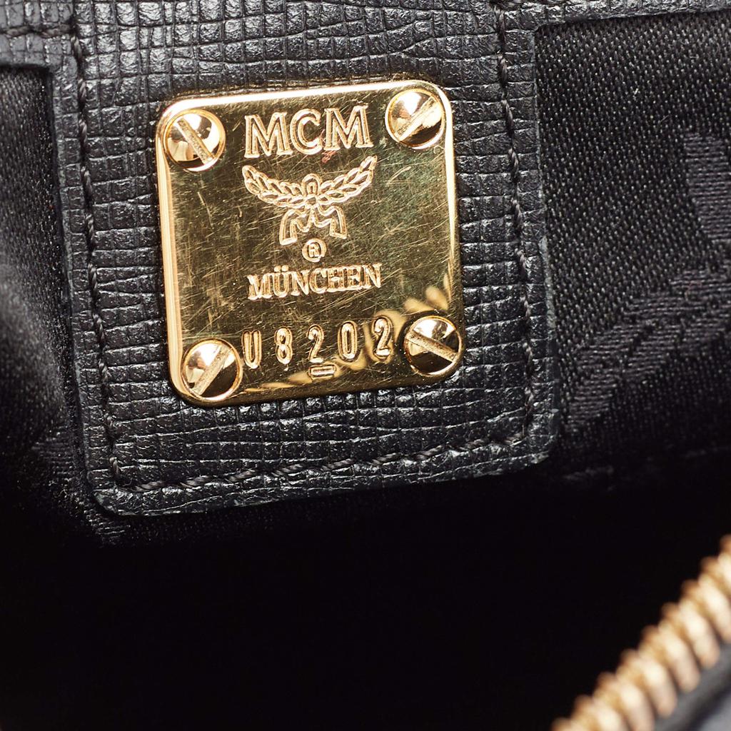 MCM Black Leather Studded Boston Bag商品第9张图片规格展示