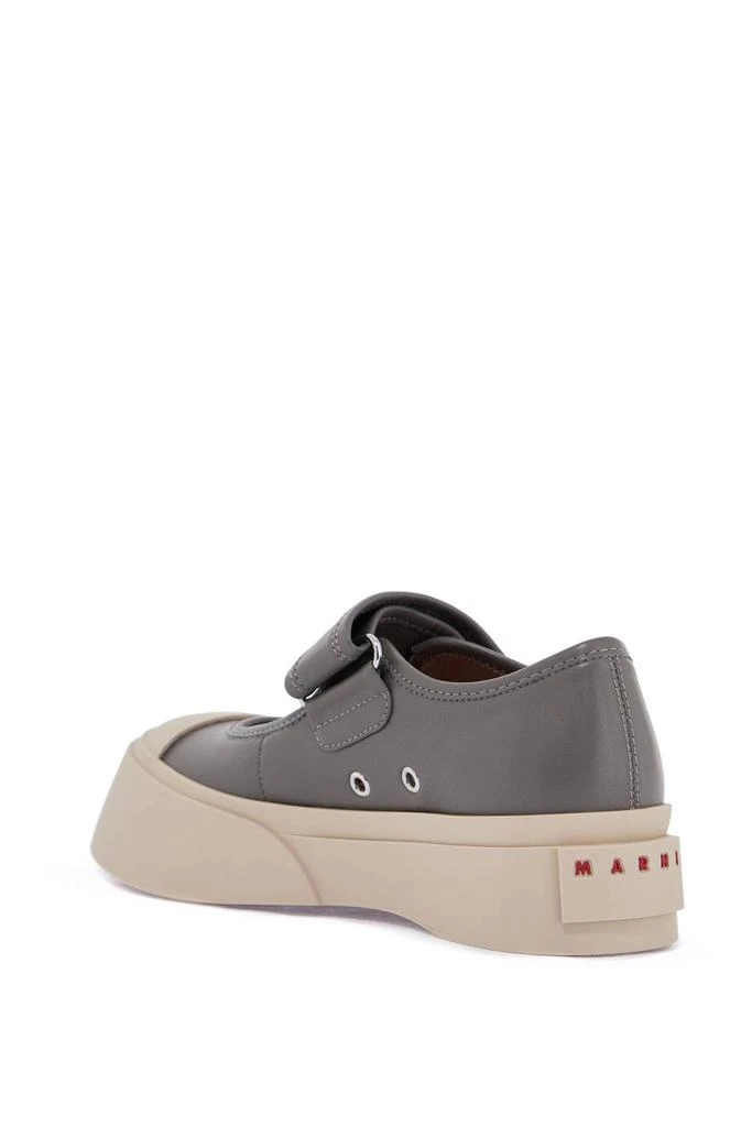 商品Marni|gray calfskin low-top sneakers with hook-and-loop closure,价格¥1976,第3张图片详细描述