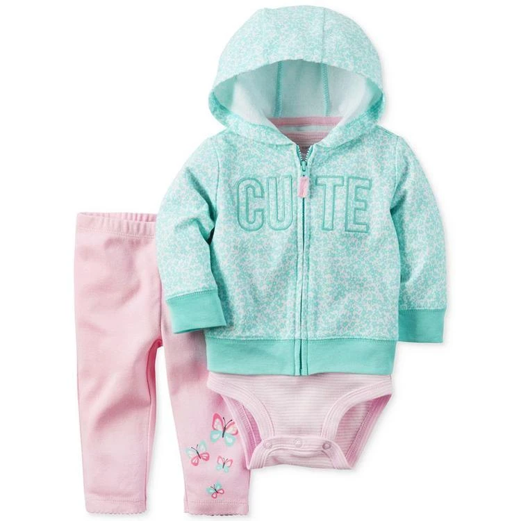 商品Carter's|3-Pc. Cute Hoodie, Bodysuit & Leggings Set, Baby Girls (0-24 months),价格¥88,第2张图片详细描述