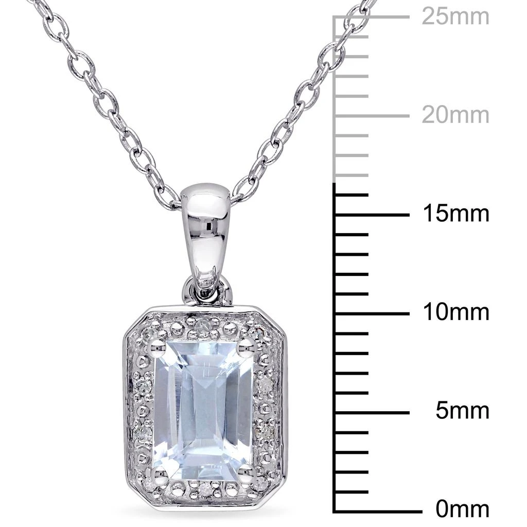 商品Mimi & Max|Mimi & Max 1ct TGW Emerald Cut Aquamarine and Diamond Pendant with Chain in Sterling Silver,价格¥432,第3张图片详细描述