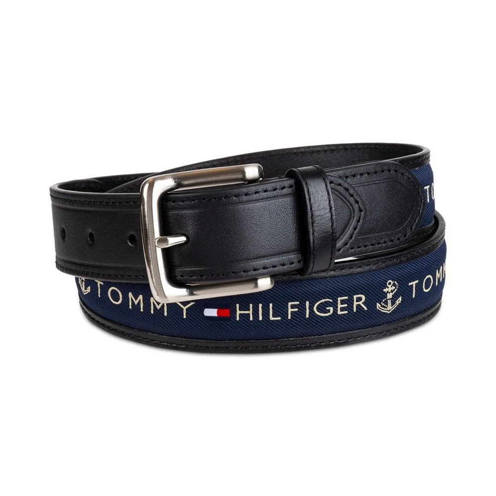 商品Tommy Hilfiger|Men's Tri-Color Ribbon Inlay Leather Belt,价格¥317,第5张图片详细描述