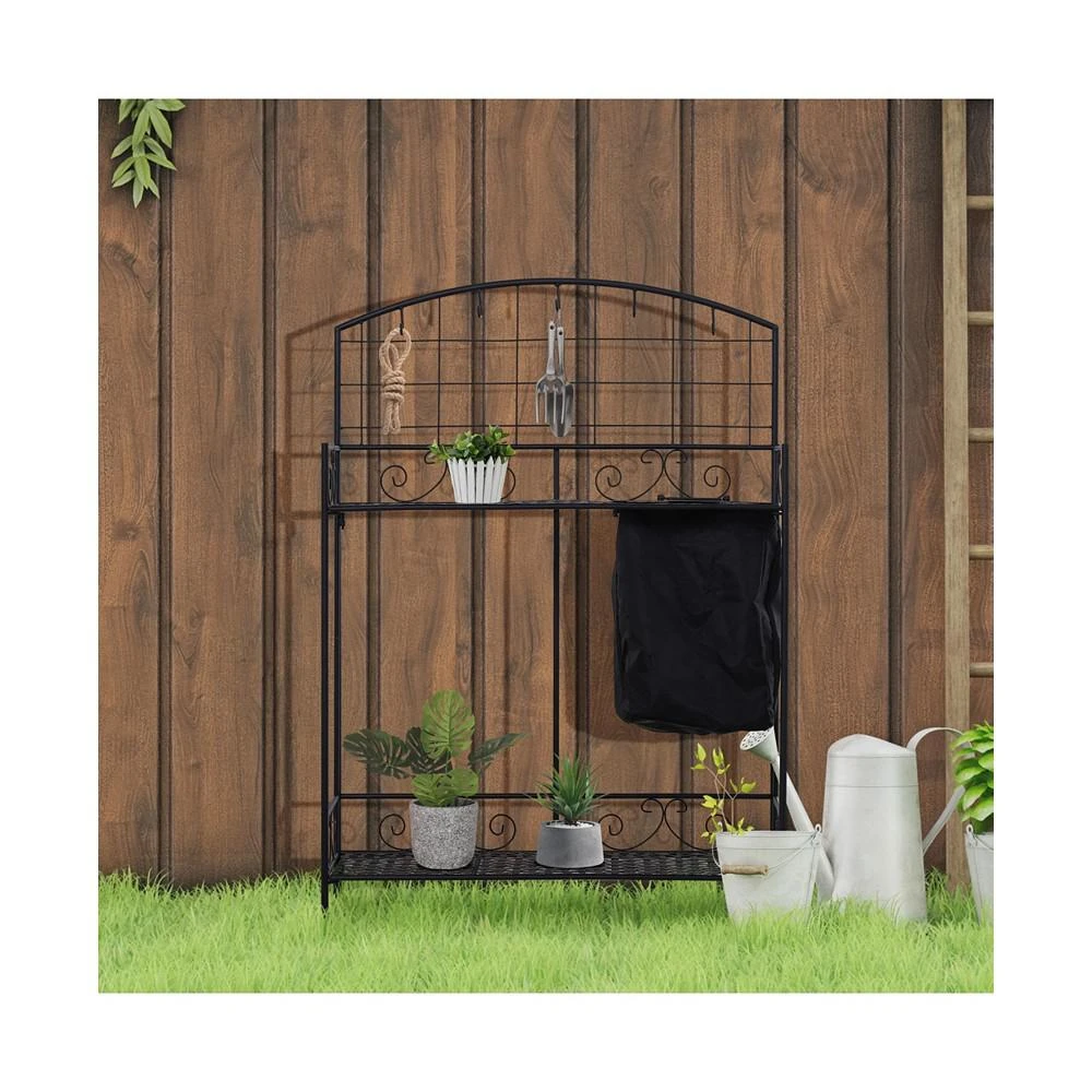 商品Outsunny|Outdoor Folding Potting Bench Table Metal Planting Workstation w/ Bag,价格¥731,第3张图片详细描述