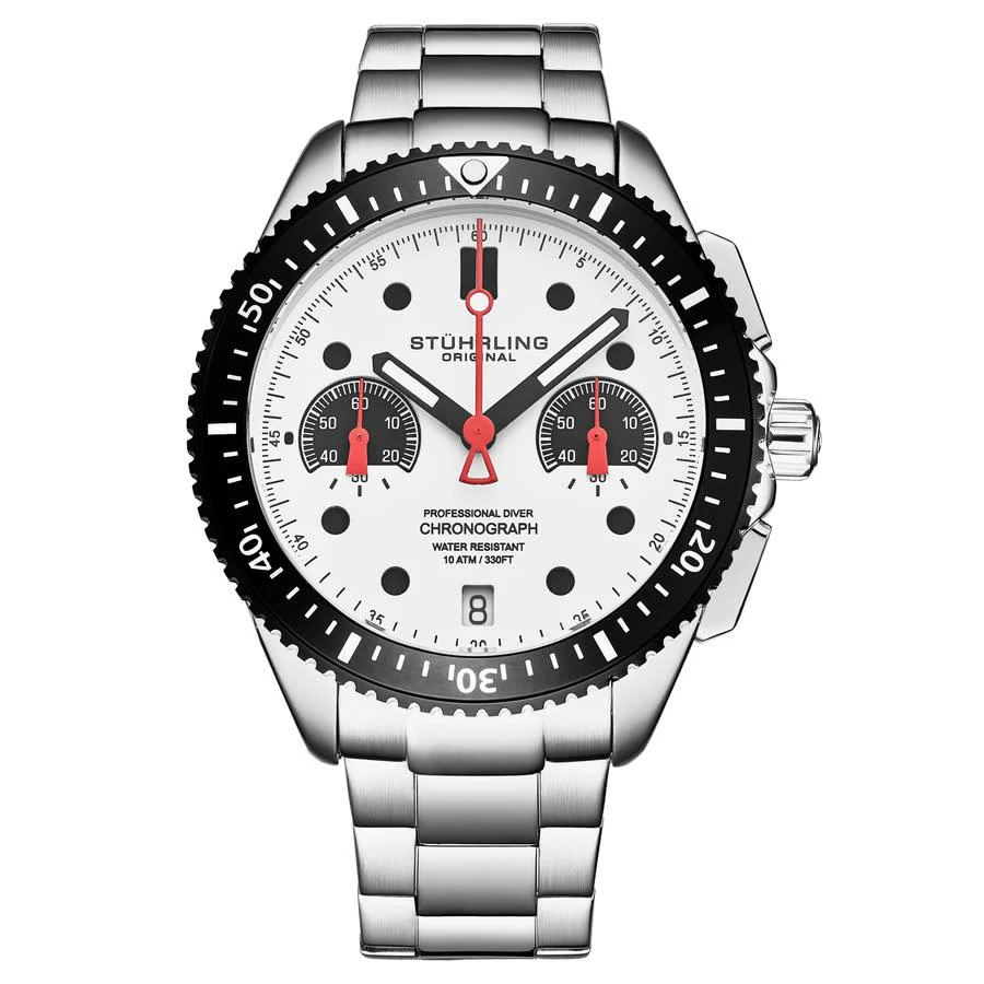 商品Stuhrling Original|Monaco Chronograph Quartz Silver Dial Men's Watch M17090,价格¥967,第1张图片