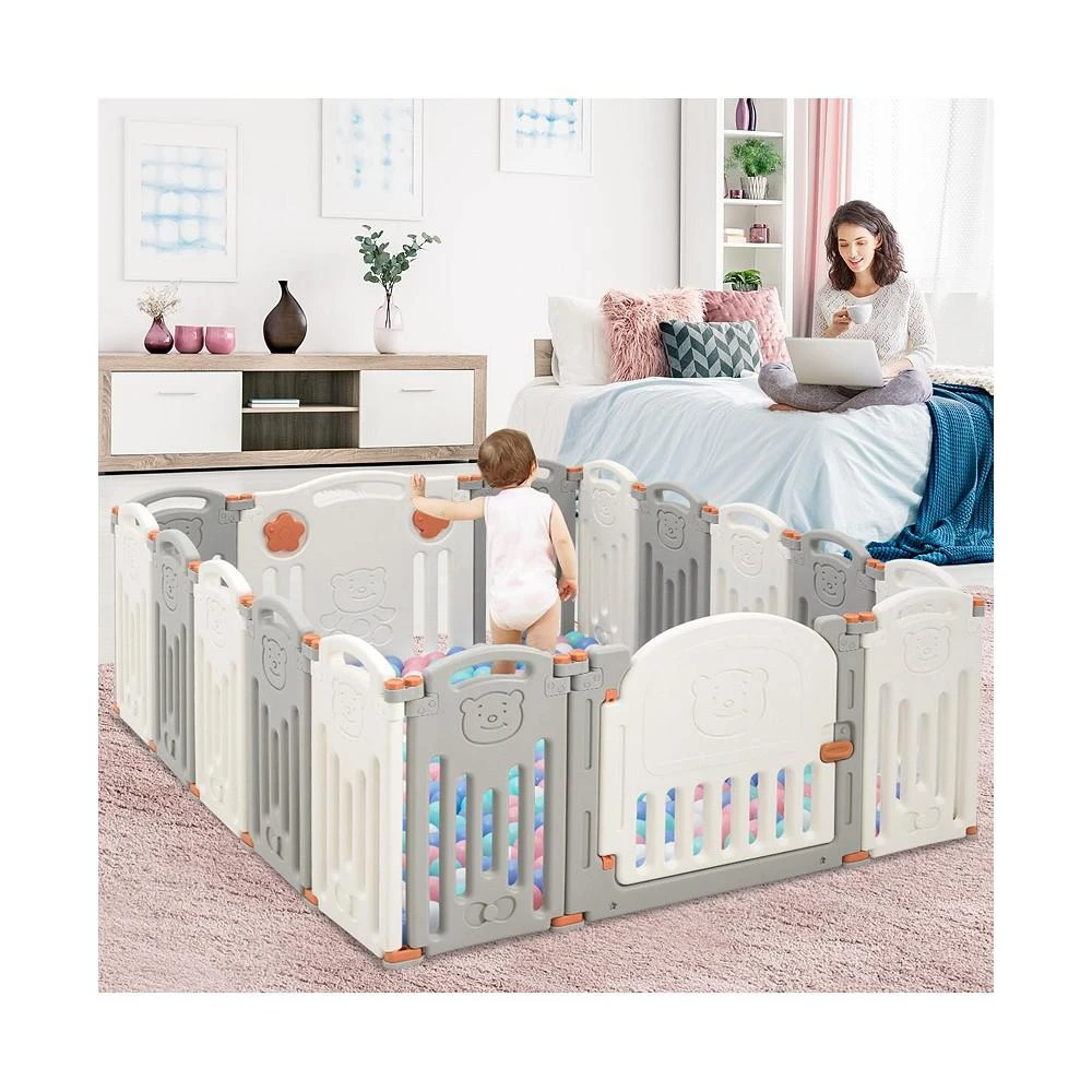 商品Costway|Foldable Baby Playpen 16 Panel Activity Center Safety Play Yard,价格¥983,第2张图片详细描述