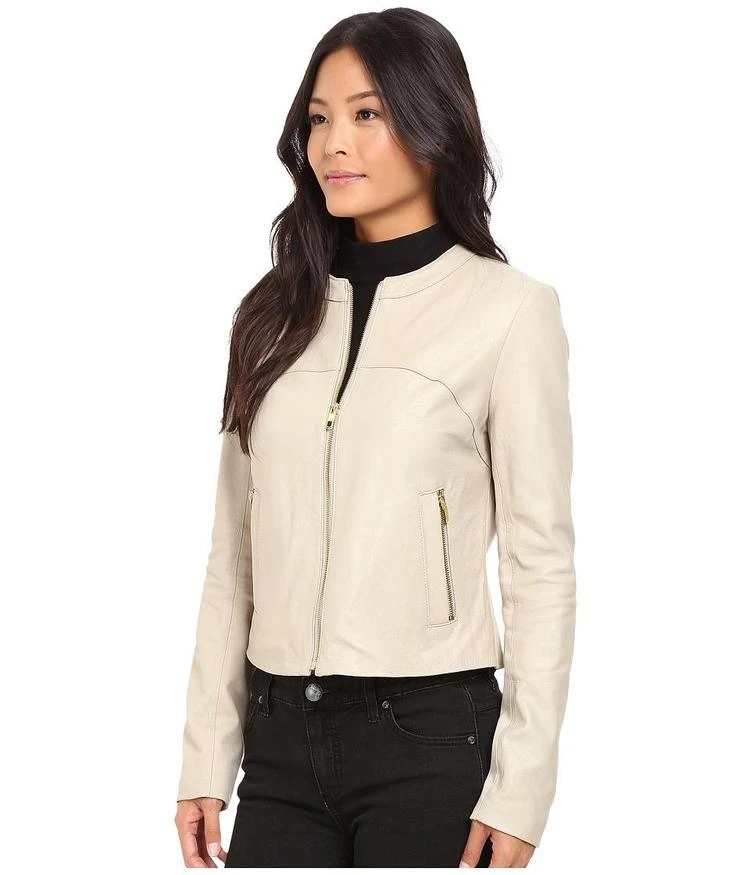 商品Via Spiga|Via Spiga Collarless Center Zip Leather Jacket,价格¥2500,第2张图片详细描述