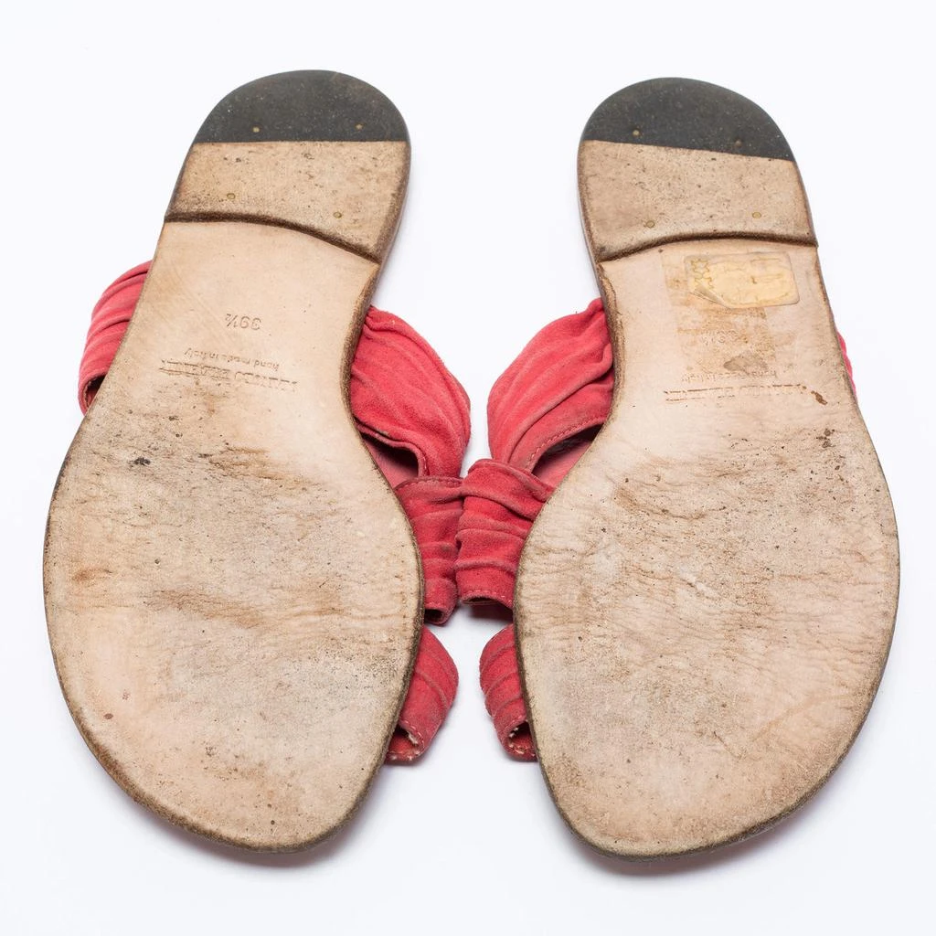 Manolo Blahnik Pink Suede Crisscross Flat Sandals Size 39.5  商品