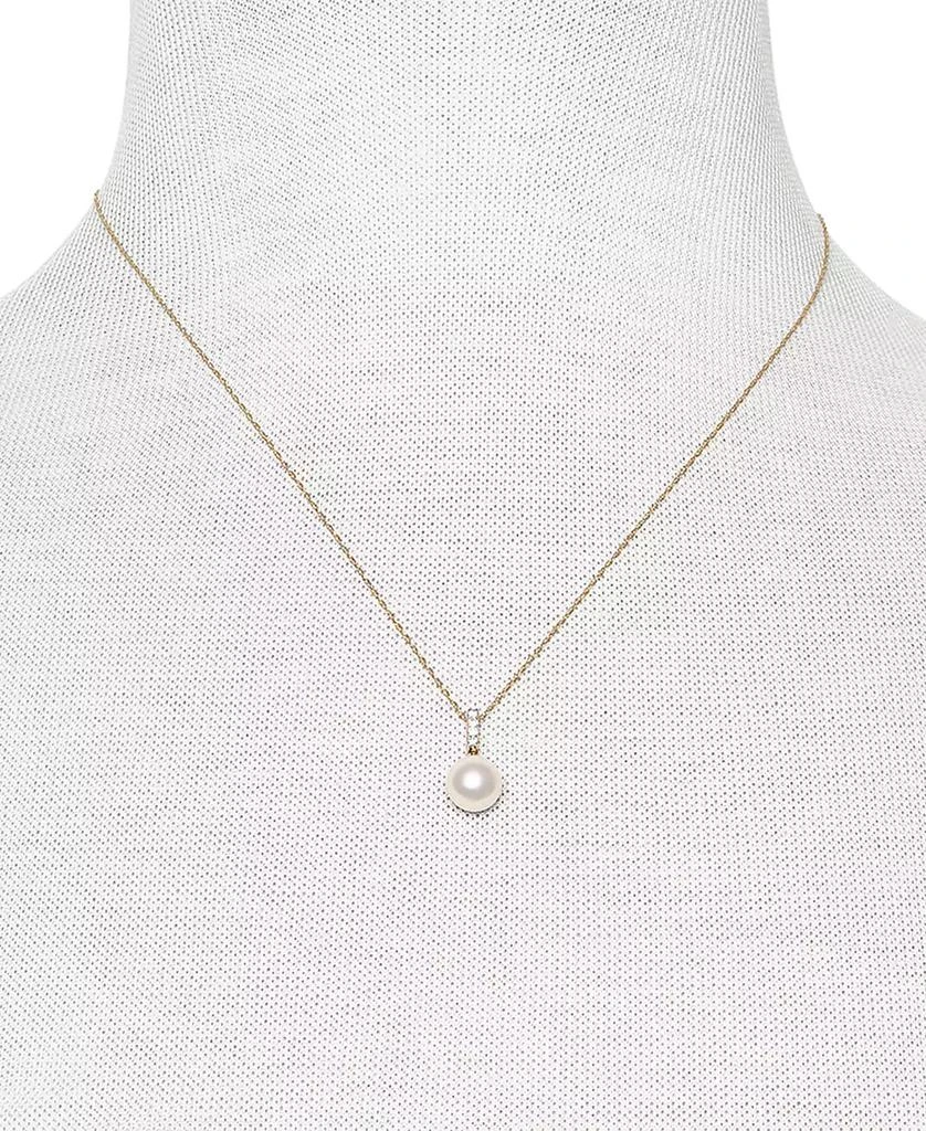 商品Belle de Mer|Cultured Freshwater Pearl (8mm) & Diamond (1/20 ct. t.w.) 18" Pendant Necklace in 14k Gold, Created for Macy's,价格¥2649,第2张图片详细描述