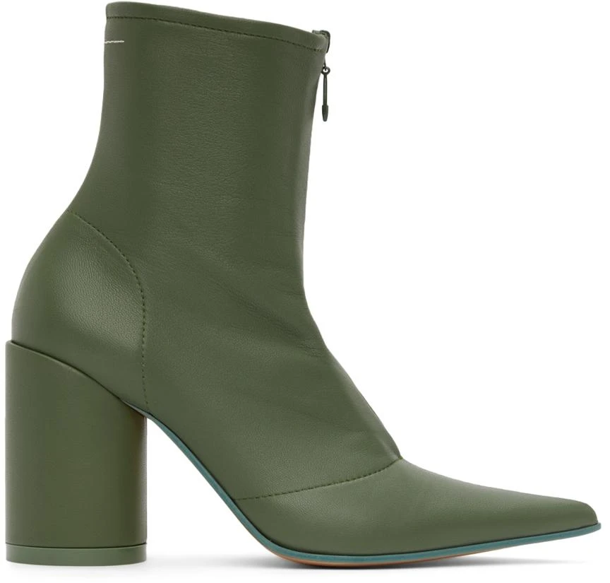 商品MAISON MARGIELA|Green Front Zip Ankle Boots,价格¥2074,第1张图片