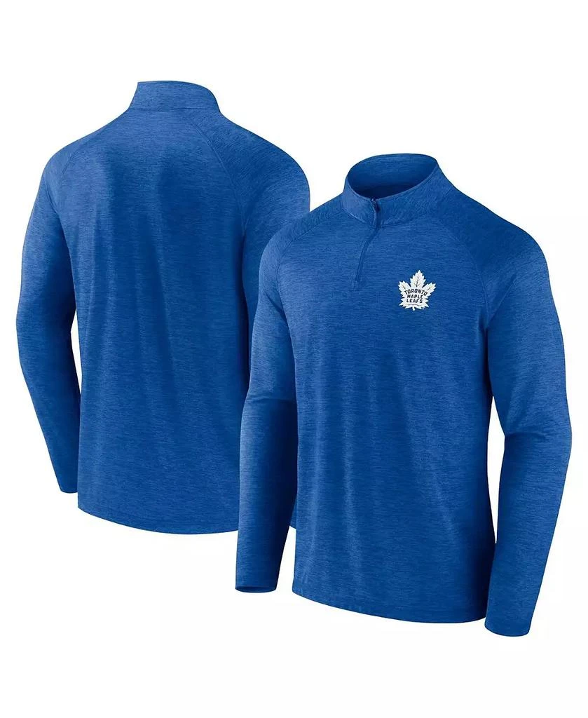 商品Logo Athletic|Men's Blue Toronto Maple Leaf's Head-to-Head Raglan Quarter-Zip Sweatshirt,价格¥447,第1张图片