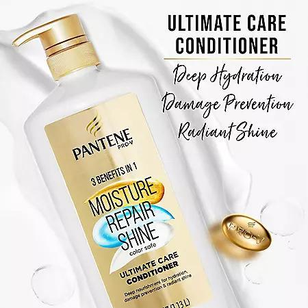 商品Pantene|Pantene Pro-V Ultimate Care Moisture + Repair + Shine Conditioner for Damaged Hair and Split Ends (38.2 fl. oz.),价格¥59,第4张图片详细描述