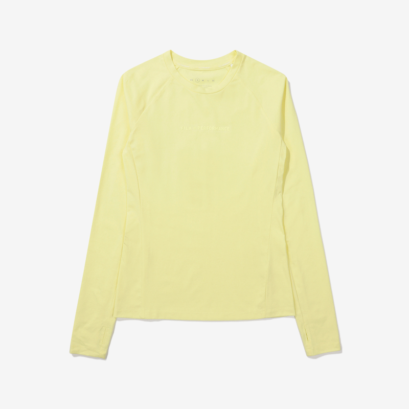 【享贝家】FILA HQ 女士基本款长袖T恤白色/黄色/粉色FS2RLE1252F（特价活动款）商品第7张图片规格展示