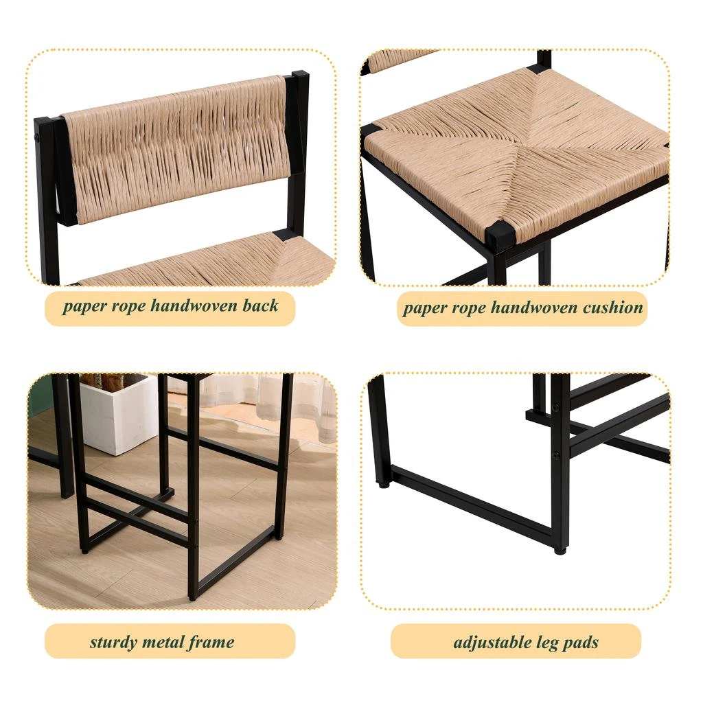 商品Streamdale Furniture|Streamdale 2 Honey Bar Stools & Dining Chairs Set,价格¥1482,第3张图片详细描述