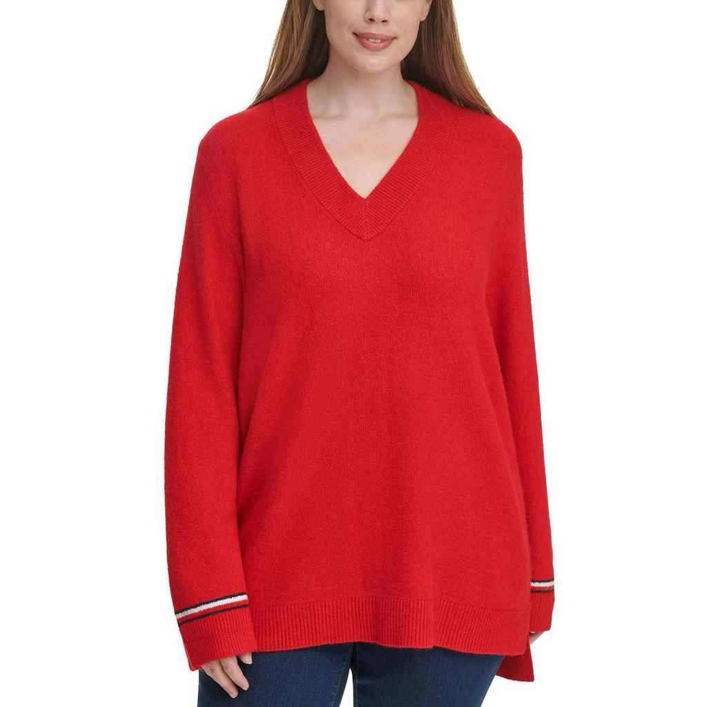 Tommy Hilfiger Womens Plus V-Neck Cozy Pullover Sweater商品第1张图片规格展示