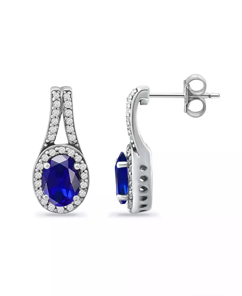 商品Giani Bernini|Simulated Blue Sapphire and Cubic Zirconia Halo Earrings,价格¥150,第2张图片详细描述