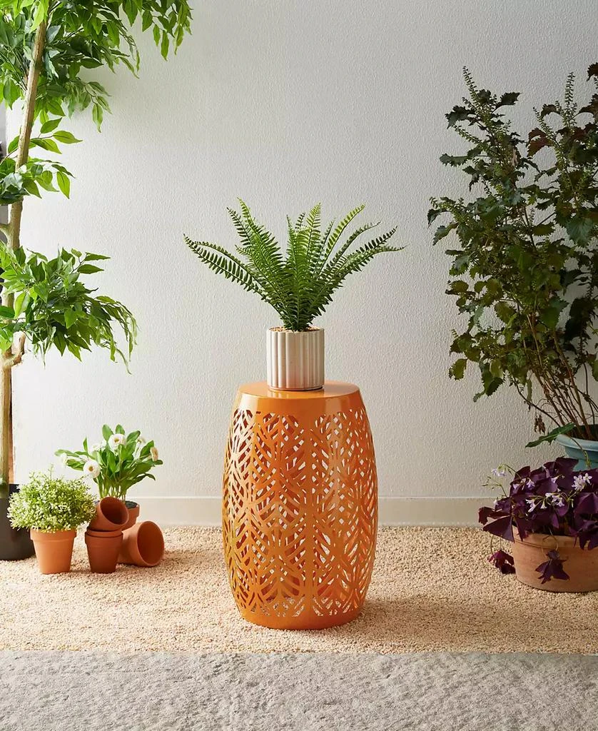 Multi-Functional Orange Iron Leaf Pattern Solar Powered Garden Stools or Planter Stand 商品