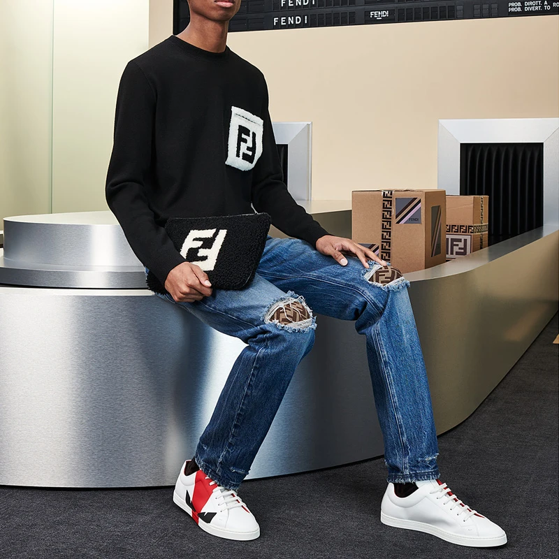 Fendi 芬迪 男士白色小牛皮休闲运动鞋 7E1159-A36A-F12X2 商品