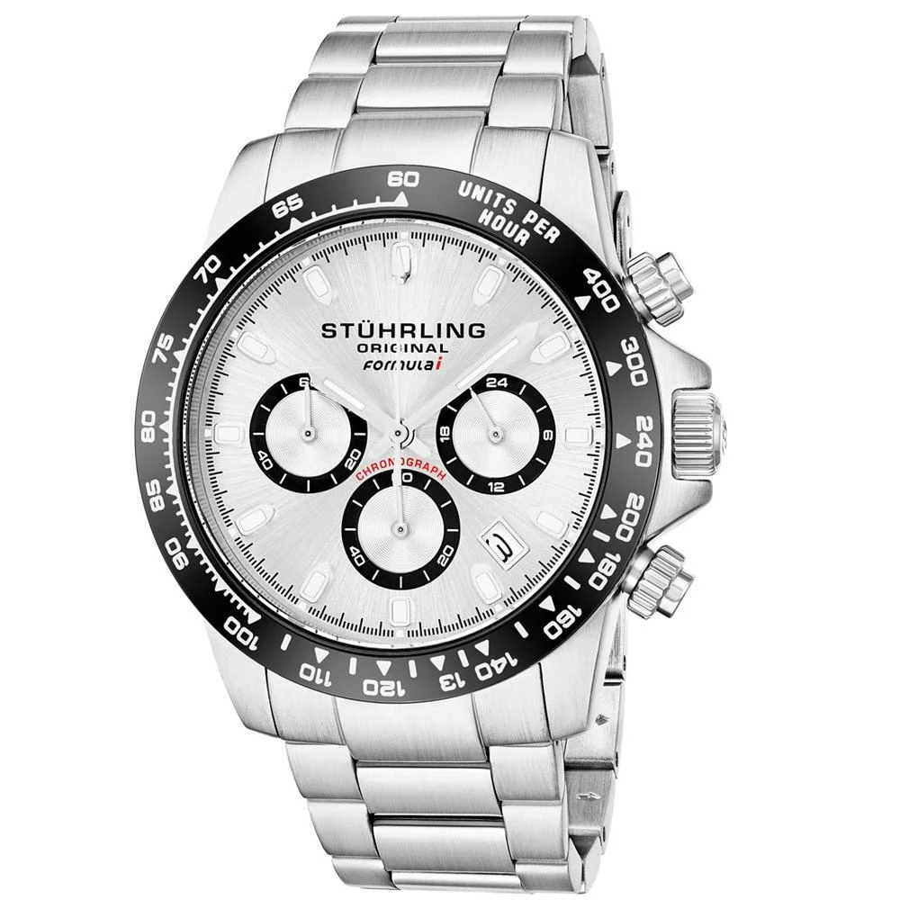 商品Stuhrling|Men's Quartz Chronograph Silver-Tone Stainless Steel Link Bracelet Watch 42mm,价格¥1461,第1张图片