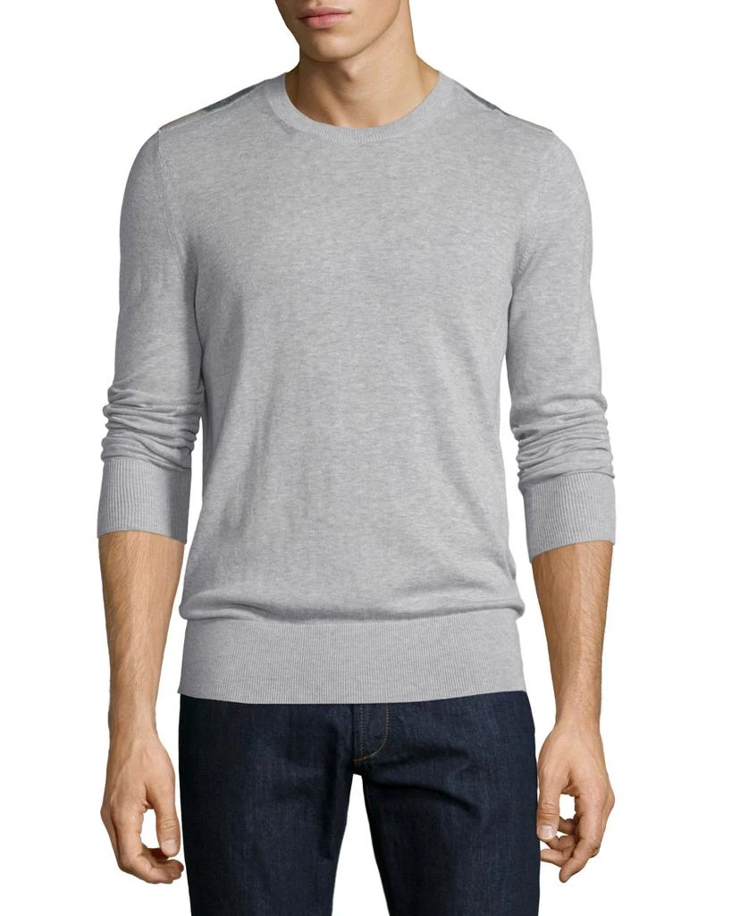 商品Burberry|Cashmere-Blend Sweater with Check-Detail, Pale Gray,价格¥1434,第1张图片