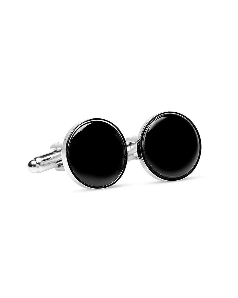 Silver-Tone Onyx Inlay Round Cufflinks 商品