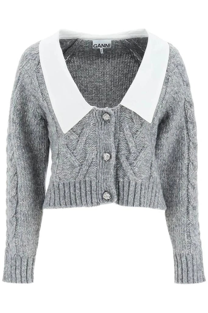 商品Ganni|CABLE KNIT CARDIGAN WITH COLLAR,价格¥2021,第1张图片