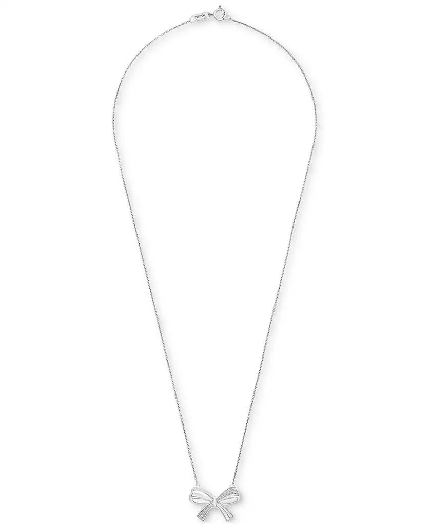 商品Macy's|Diamond Bow 17" Pendant Necklace (1/10 ct. t.w.) in Sterling Silver,价格¥741,第3张图片详细描述