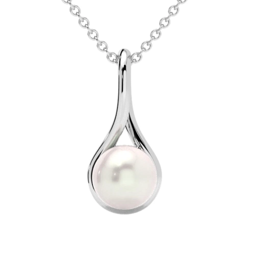 商品Pompeii3|7mm Pearl Solitaire Pendant 14k Gold 18" Necklace 18mm Tall,价格¥2381,第3张图片详细描述