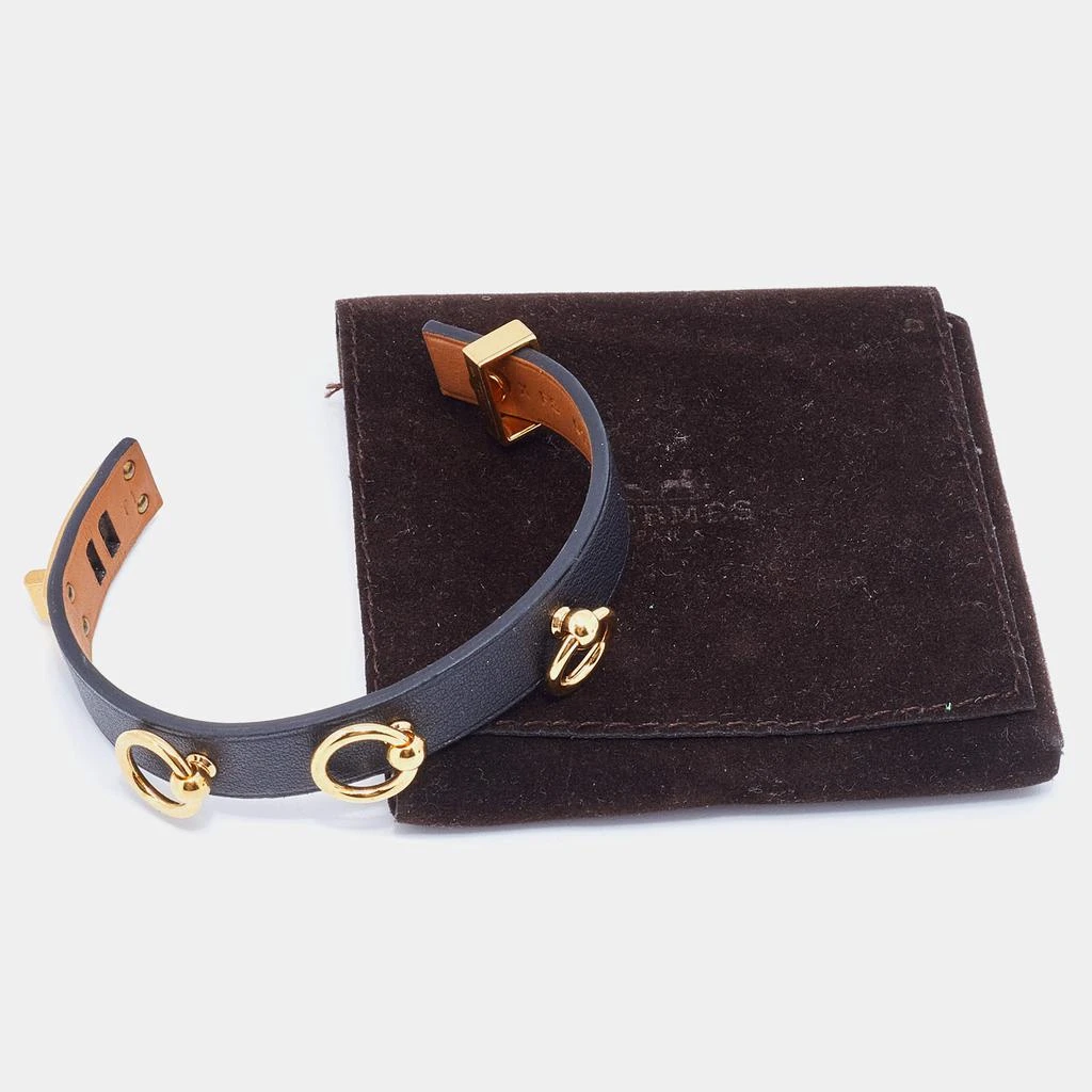 商品[二手商品] Hermes|Hermes Mini Dog Black Leather Gold Tone Bracelet,价格¥2675,第4张图片详细描述