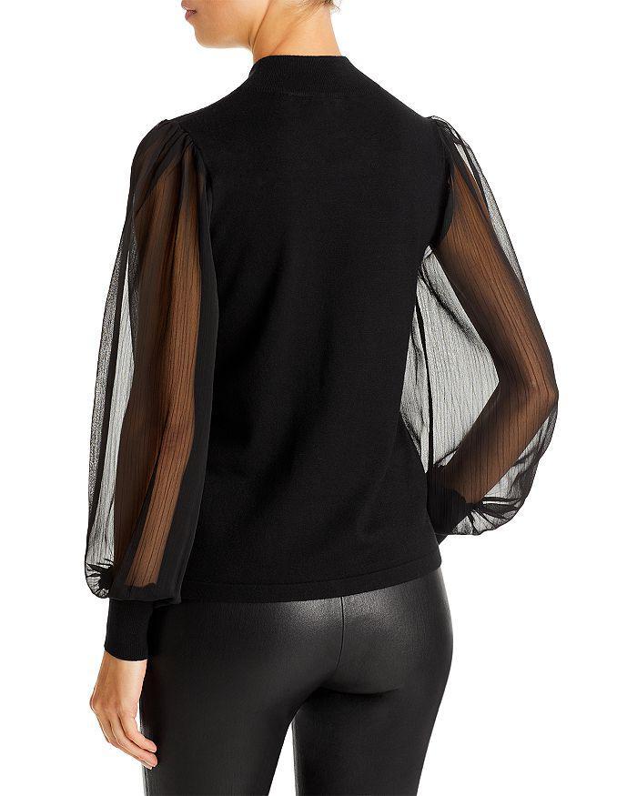 商品Tahari|Mixed Media Blouson Sleeve Sweater,价格¥578,第4张图片详细描述