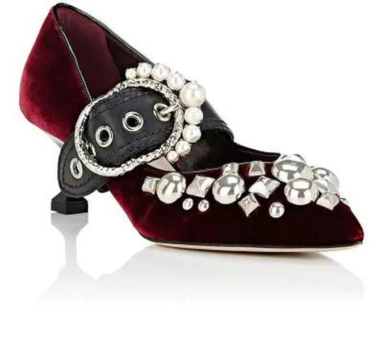 商品Miu Miu|Embellished-Buckle Velvet Pumps,价格¥5123,第2张图片详细描述