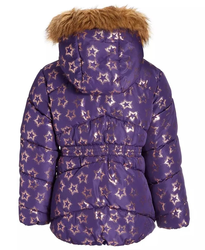 商品S Rothschild & CO|Toddler & Little Girls Foil Quilted Puffer Coat  With Faux-Fur Trim,价格¥229,第2张图片详细描述