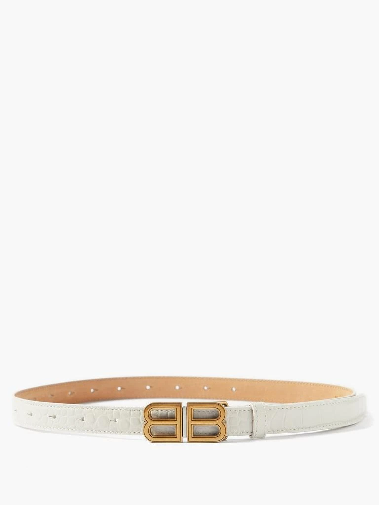 商品Balenciaga|BB-logo crocodile-effect leather belt,价格¥3166,第3张图片详细描述