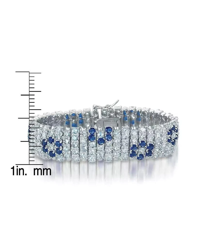 商品Genevive|Elegant Wide Bracelet in Sterling Silver White Gold Plating with Cubic Zirconia,价格¥1556,第2张图片详细描述