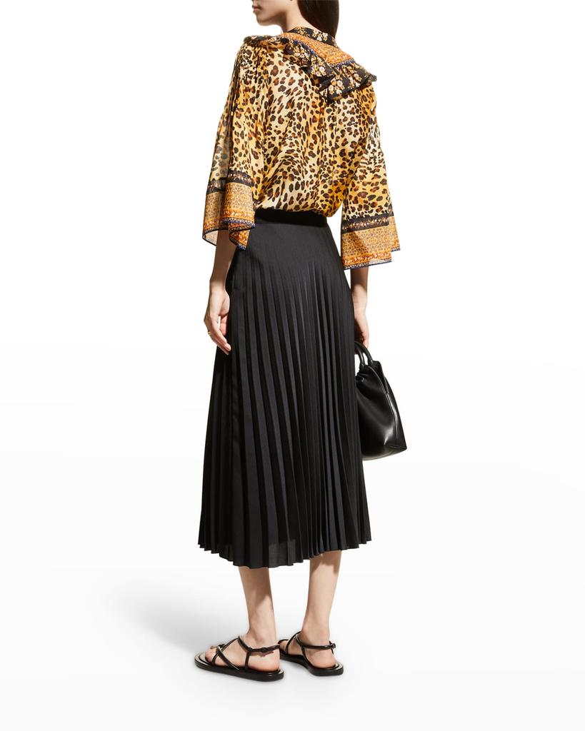 Charli Leopard-Print Ruffle-Trim Blouse商品第4张图片规格展示