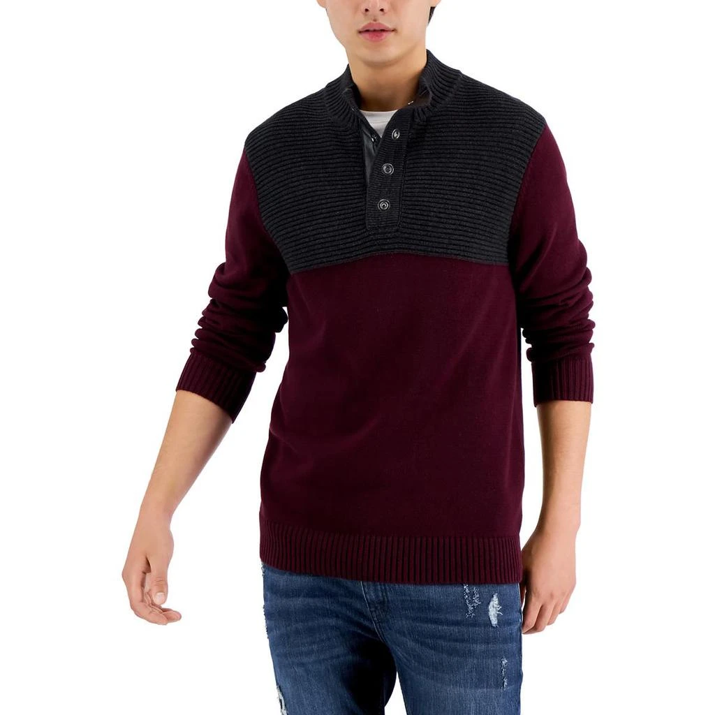 商品INC International|INC Mens Mock Neck Colorblock Pullover Sweater,价格¥132,第1张图片